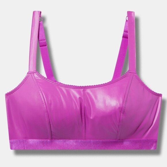 ❤️NWT VINTAGE TORRID BRA - FAUX VEGAN LEATHER / PLEATHER WIRELESS BRALETTE PLUS - Picture 11 of 14